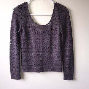 AE Long Sleeve Mauve Scoop Back Top